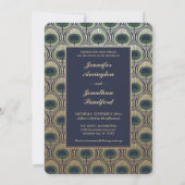 Art Nouveau Peacock Wedding Einladung Gold (Rückseite)