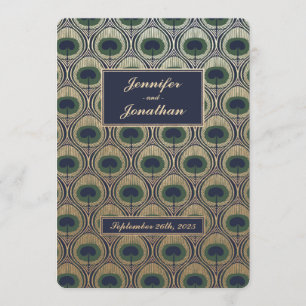 Art Nouveau Peacock Wedding Einladung Gold