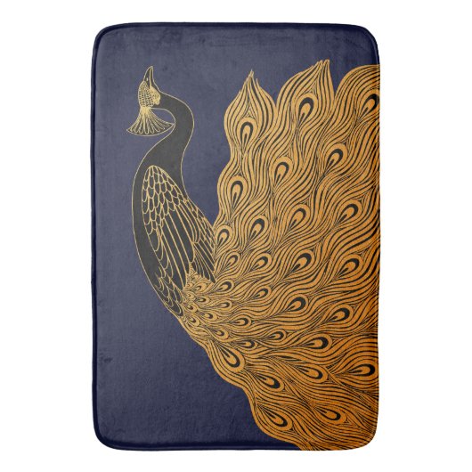 Art Nouveau Peacock Will Bradley Badematte (Vorderseite Vertikal)