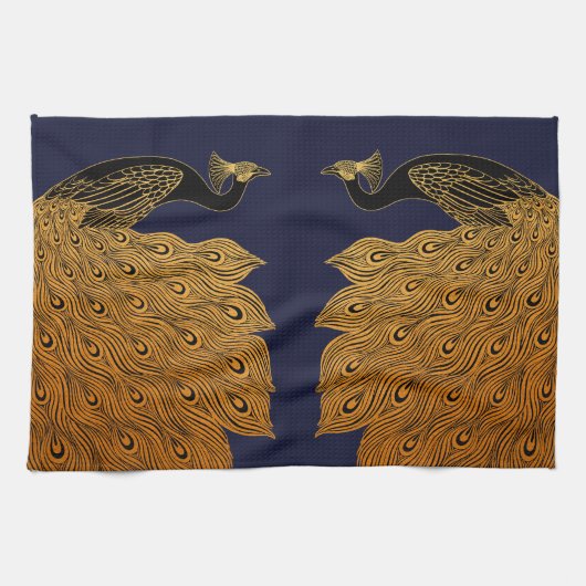 Art Nouveau Peacock Will Bradley Geschirrtuch (Horizontal)