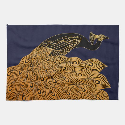 Art Nouveau Peacock Will Bradley Geschirrtuch (Horizontal)