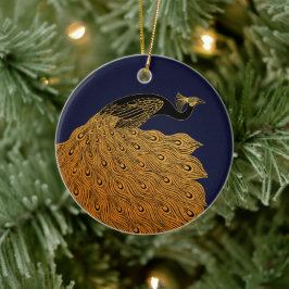 Art Nouveau Peacock Will Bradley Keramik Ornament