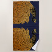 Art Nouveau Peacock Will Bradley Strandtuch (Vorderseite)