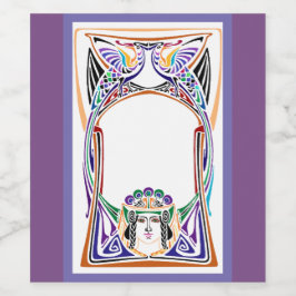 Art Nouveau Peacock Woman Weinetikett