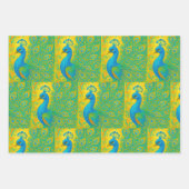 Art Nouveau Peacock Yellow Damask Muster Geschenkpapier Set (Vorderseite 2)