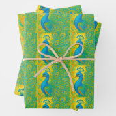 Art Nouveau Peacock Yellow Damask Muster Geschenkpapier Set (Beispiel)