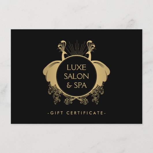 Art Nouveau Peacocks Gold/Black Geschenkgutschein (Vorderseite)