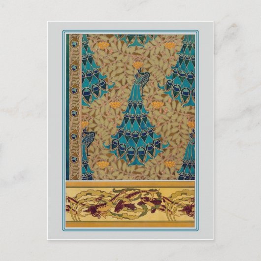 Art Nouveau Peacocks Postkarte (Vorderseite)