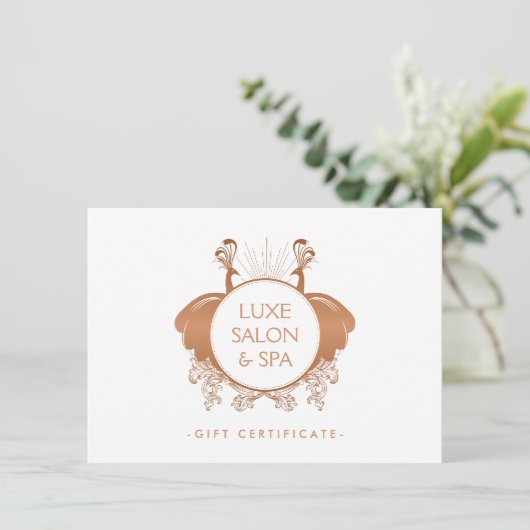 Art Nouveau Peacocks Rose Goldenes Geschenk (Stehend Vorderseite)