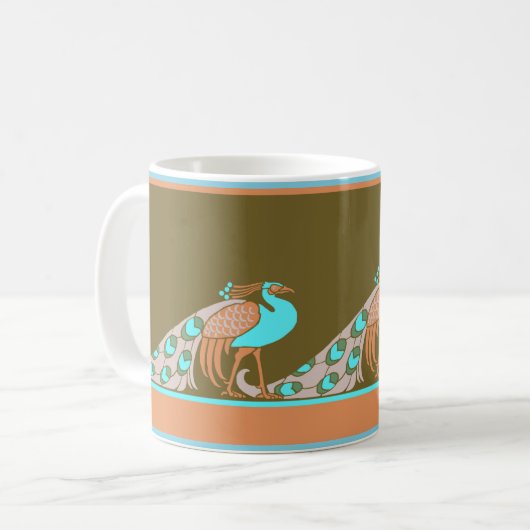 Art Nouveau Peacocks Tasse (Vorderseite Links)