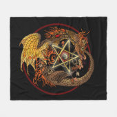 Art Nouveau Pentagramm Dragon Fleece Blanket (Vorderseite (Horizontal))