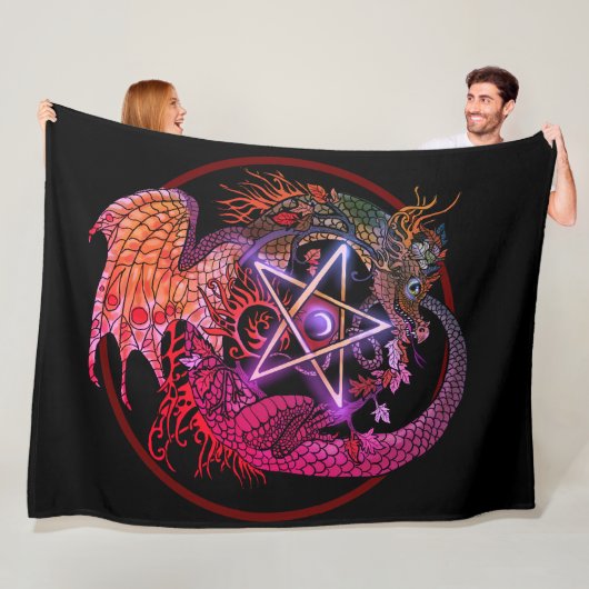 Art Nouveau Pentagramm Dragon Fleecedecke (Beispiel)