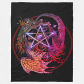 Art Nouveau Pentagramm Dragon Fleecedecke (Vorderseite)