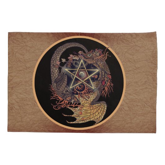 Art Nouveau Pentagramm Dragon Kissenbezug (Rückseite)