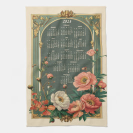 Art Nouveau Peony 2025 Geschenkkalender Geschirrtuch