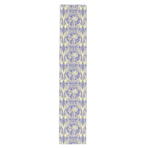 Art Nouveau Periwinkle & Ivory Tulip Table Runner Mittelgroßer Tischläufer