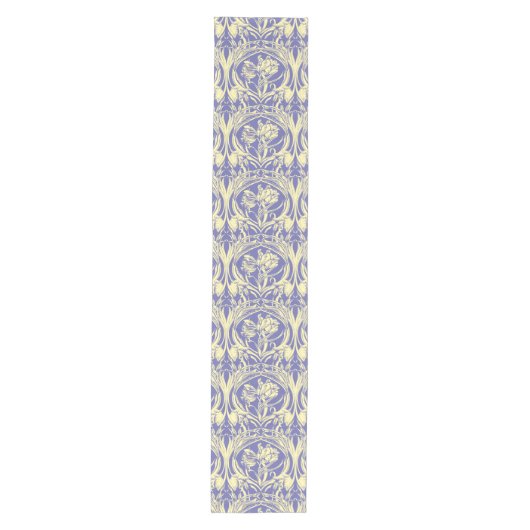 Art Nouveau Periwinkle & Ivory Tulip Table Runner Mittelgroßer Tischläufer (Vorderseite)