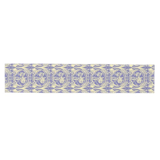 Art Nouveau Periwinkle & Ivory Tulip Table Runner Mittelgroßer Tischläufer (Horizontal)