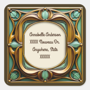 Art Nouveau Personalisieren Quadratischer Aufkleber