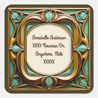 Art Nouveau Personalisieren Quadratischer Aufkleber