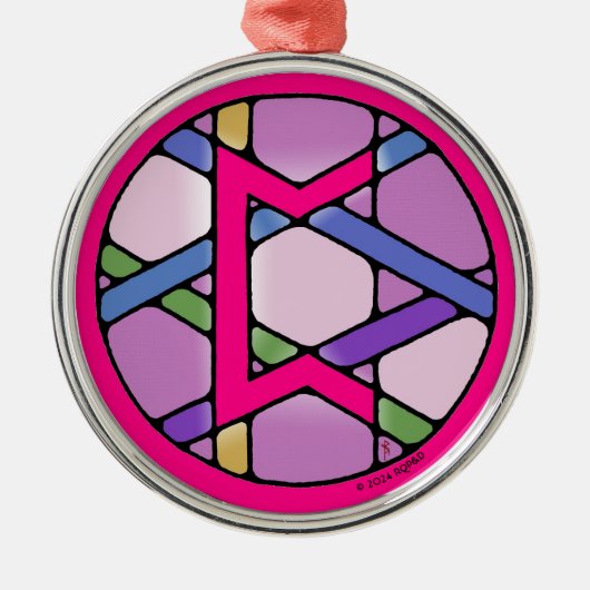 Art Nouveau Perthro Rune von Karma Ornament Aus Metall (Vorne)