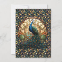 Art Nouveau Pfau auf Notizkarte 1