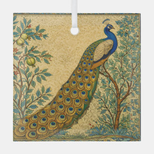 Art Nouveau Pfau Botanische Illustration  Ornament Aus Glas