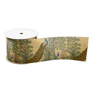 Art Nouveau Pfau Botanische Illustration  Satinband