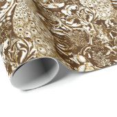 Art Nouveau Pfau Print, Brown and Creme Geschenkpapier (Rolleneckpunkt)