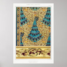 Art Nouveau Pfau textilen Deko verneuil blau