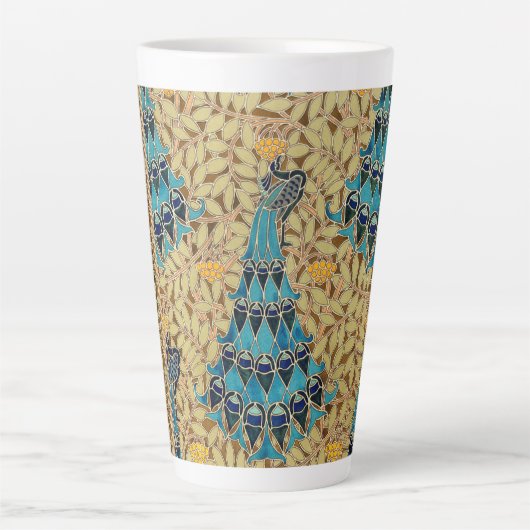 Art Nouveau Pfau textilen Deko verneuil blau Milchtasse (Vorderseite)