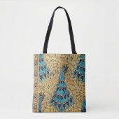 Art Nouveau Pfau textilen Deko verneuil blau Tasche (Vorderseite)