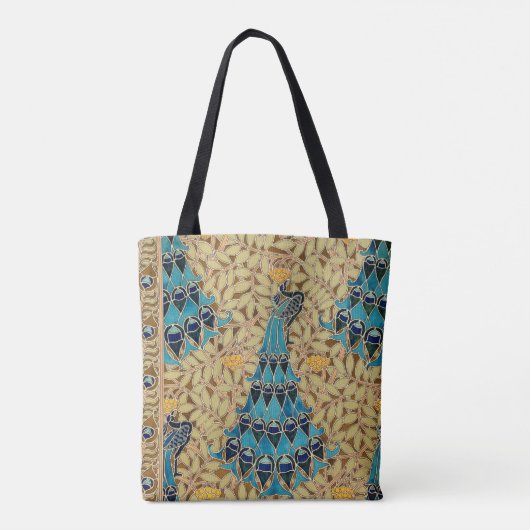 Art Nouveau Pfau textilen Deko verneuil blau Tasche (Rückseite)