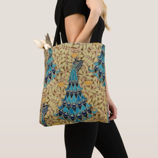Art Nouveau Pfau textilen Deko verneuil blau Tasche (Von Nahem)
