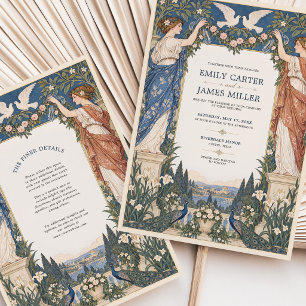 Art Nouveau Pfauen-Garten-Hochzeitseinladung Einladung