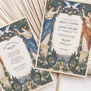 Art Nouveau Pfauen-Garten-Hochzeitseinladung Einladung