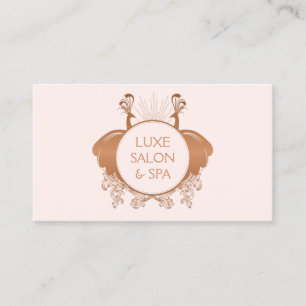 Art Nouveau Pfauen-Logo Roségold/Rosa Visitenkarte