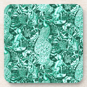Art Nouveau Pfauenmuster, Türkis und Aqua Getränkeuntersetzer