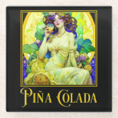 Art Nouveau Pina Colada Glasuntersetzer (Vorderseite)