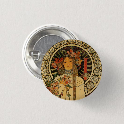 Art Nouveau Pinback Button (Vorne & Hinten)