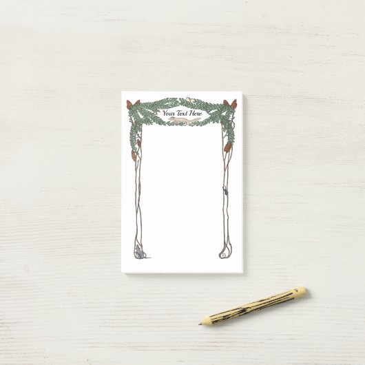 Art Nouveau Pine Cones Nature Theme Postit Post-it Klebezettel (Auf Schreibtisch)