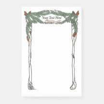 Art Nouveau Pine Cones Nature Theme Postit