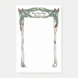 Art Nouveau Pine Cones Nature Theme Postit Post-it Klebezettel