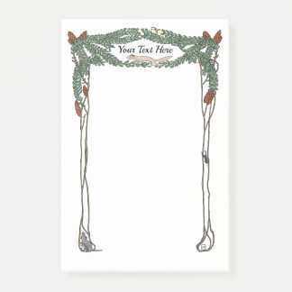 Art Nouveau Pine Cones Nature Theme Postit Post-it Klebezettel