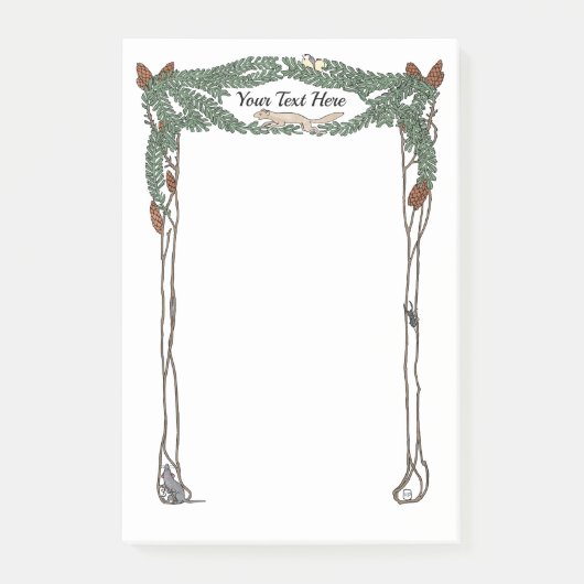 Art Nouveau Pine Cones Nature Theme Postit Post-it Klebezettel (Vorderseite)