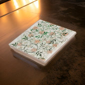 Art Nouveau Pink Blume Grüne Blätter Fliese