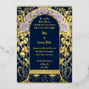 Art Nouveau Pink Floral Border by Alphonse Mucha Folieneinladung