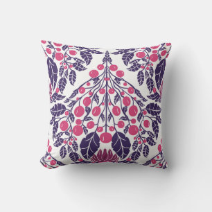Art Nouveau Pink & Lila Vintage Blumenschlacke Kissen