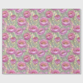 Art Nouveau Pink ranunculus Geschenkpapier (Flach)