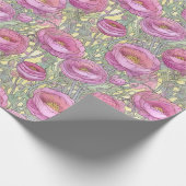 Art Nouveau Pink ranunculus Geschenkpapier (Ecke)